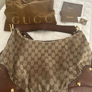 Gucci Brown Hobo Bag with Signature GG Canvas